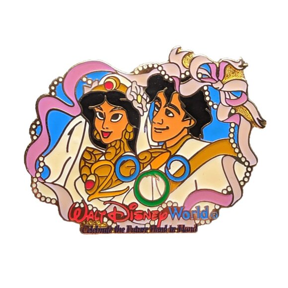 Aladdin Vintage Disney Pin: Jasmine and Aladdin Wedding